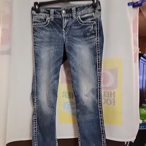 Silver Jeans Suki Fluid Denim Mid Capri Thick Stitch Women’s Size W26/L22.5